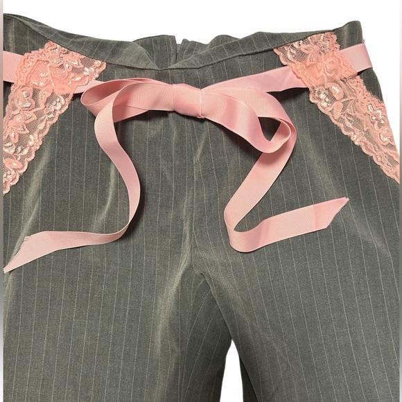 Rare Charlotte Russe NWT Vintage Juniors ankle Crop gray & pink dress pants sz 3 - Picture 3 of 7